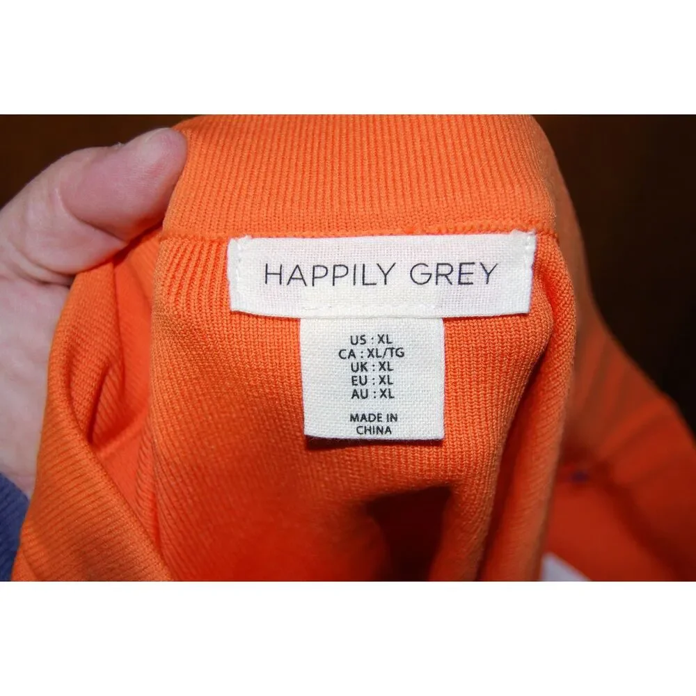 HAPPILY GREY ORANGE SWEATER KNIT FAUX WRAP SKIRT SIZE XL